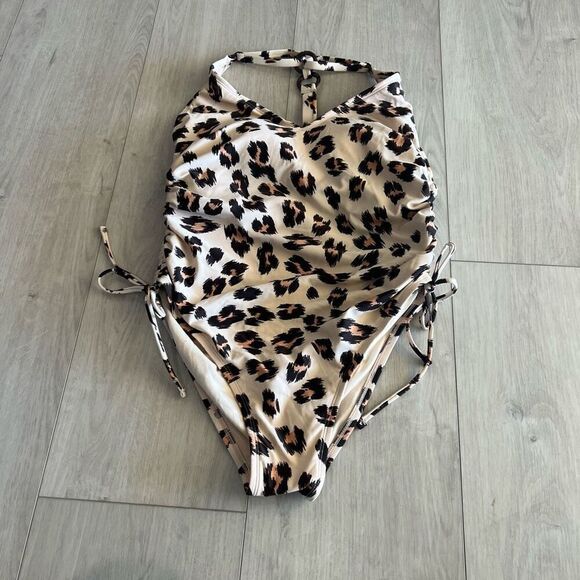kona Sol Cheetah Print Medium Coverage One Piece Swim Suit Size L - Picture 1 of 6